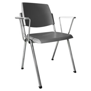 Silla apilable con reposabrazos para sala de espera y consulta | Estructura de acero cromado, asiento de plástico autoextinguible Clase 1, carga máx. 110 kg | GIMA