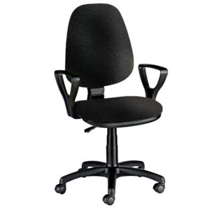 Silla de consulta y oficina CUNEO con reposabrazos | Tapizada en leatherette (similpiel), base giratoria de polipropileno con ruedas y respaldo móvil de contacto permanente | GIMA (Ref. 45075 / 45076)