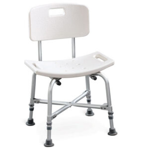 Silla de ducha reforzada con respaldo, estructura de aluminio, altura regulable 42-52 cm y capacidad 100 kg – GIMA (Ref. 42906)