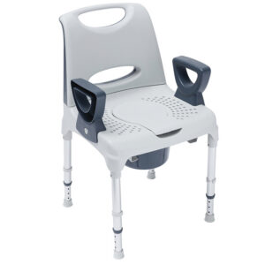 Silla de ducha y cómoda AQ-TICA GIMA - 2 en 1, aluminio y polipropileno (gris oscuro/blanco)