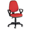 Silla de oficina CUNEO con reposabrazos | GIMA | Tapizada en tela roja, base giratoria de polipropileno y carga máx. 110 kg | Ref. GM45070-F