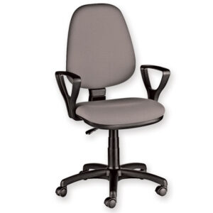 Silla de oficina CUNEO con reposabrazos | GIMA | Tapizada en tela roja, base giratoria de polipropileno y carga máx. 110 kg | Ref. GM45070-F