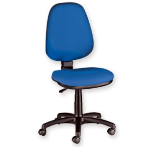 Silla de oficina y consulta CUNEO sin reposabrazos con base giratoria de polipropileno y ruedas | Tapizada en tejido azul | GIMA (Ref. 45060)