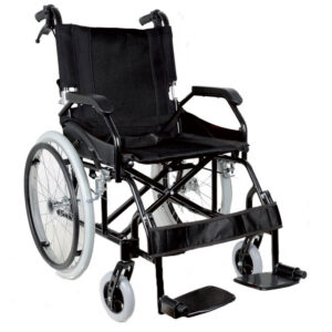 Silla de ruedas de aluminio PRINCE GIMA – Asiento 46 cm, tejido negro, plegable con frenos de mano | Ref. 43251