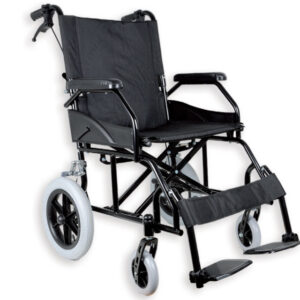 Silla de Ruedas de Tránsito GIMA 46 cm – Plegable, Tejido Negro, Frenos en Asas