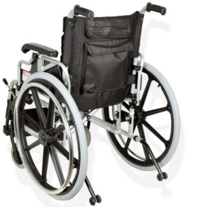 Silla de ruedas plegable de aluminio DELUXE GIMA – Asiento 46 cm, tejido negro, ruedas traseras macizas de PU 61 cm (24"), capacidad 100 kg | Ref. 27717