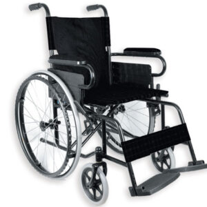 Silla de ruedas plegable Value GIMA – Asiento 41 cm, tejido nylon negro, apoyabrazos y reposapiés fijos (Ref. 43220)
