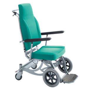 Silla de Transferencia de Pacientes ISCHIA – GIMA | Traslado intrahospitalario y externo, capacidad 160 kg, freno central y bloqueo de dirección (Ref. GM44840)