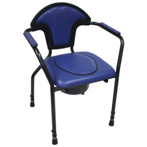 Silla inodoro COMFORT con altura regulable y asiento acolchado, color azul – GIMA (Ref. 43191)
