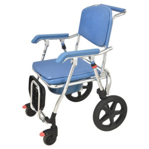 Silla Inodoro Plegable con Ruedas (Commode) – Asiento y respaldo EVA, Estructura de Aluminio, Carga máx. 125 kg – GIMA (Ref. 43202)