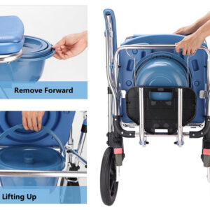 Silla Inodoro Plegable con Ruedas (Commode) – Asiento y respaldo EVA, Estructura de Aluminio, Carga máx. 125 kg – GIMA (Ref. 43202)