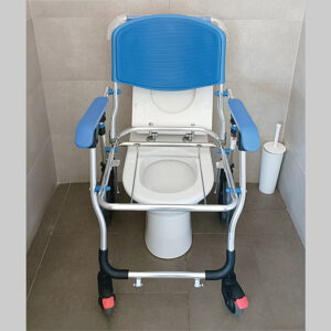 Silla Inodoro Plegable con Ruedas (Commode) – Asiento y respaldo EVA, Estructura de Aluminio, Carga máx. 125 kg – GIMA (Ref. 43202)