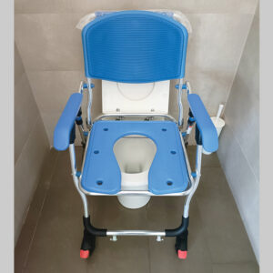 Silla Inodoro Plegable con Ruedas (Commode) – Asiento y respaldo EVA, Estructura de Aluminio, Carga máx. 125 kg – GIMA (Ref. 43202)