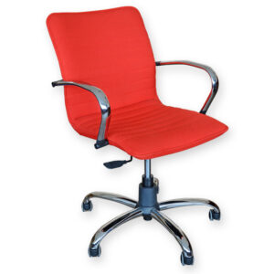 Sillón ejecutivo ELITE de respaldo bajo – GIMA – Base y brazos de acero cromado, altura regulable por gas – Ref. GM45124-F (tejido rojo)