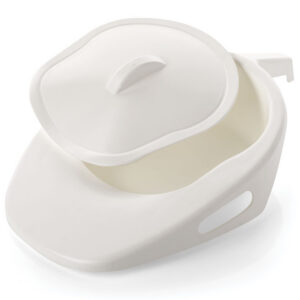 SLIPPER PAN WITH HANDLE AND LID 1500 ml - white - plastic