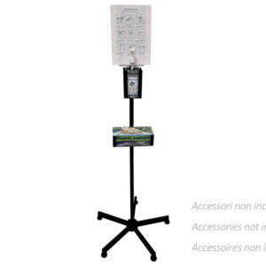 Soporte de pie para dispensador de gel hidroalcohólico y caja de guantes | Acero pintado epoxi negro | GIMA 36676
