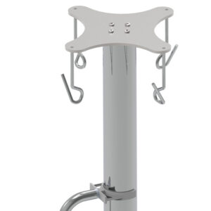 Soporte para Hipodermoclisis GIMA con Elevación Hidráulica a Pedal, 4 Ganchos de Acero Inoxidable AISI 304, Carga Máx. 28 kg y Altura Regulable 147-247 cm (Ref. GM27857)