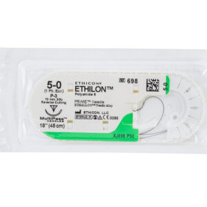 Sutura ETHICON ETHILON Monofilamento No Absorbible (Nylon/Poliamida) · USP 8/0 a 3/0 · Con Aguja 3/8 círculo · Caja 12 y 36 uds