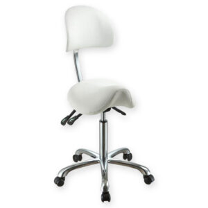 Taburete Ergo con respaldo y asiento tipo silla de montar – GIMA | Altura regulable 63-83 cm | Ref. GM45260