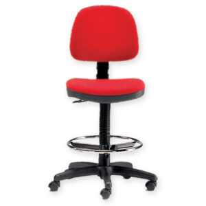 Taburete médico con respaldo y anillo | Asiento acolchado de polipiel ignífuga, altura regulable 60-86 cm, base de plástico con 5 ruedas y anillo cromado | GIMA (Ref. GM45220)