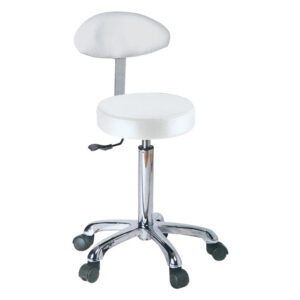 Taburete médico con respaldo y asiento acolchado de skai Ø 34 cm | Altura regulable 55-75 cm | GIMA (Refs. GM45240, GM45241, GM45242, GM45245, GM45246)