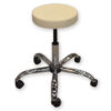 Taburete médico regulable con asiento acolchado de polipiel ignífuga beige | Ø 33 cm, altura 47-57 cm, base metálica con 5 ruedas | Ref. GIMA 45204 (STOOL 5)