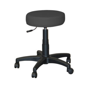 Taburete Médico Regulable en Altura con Asiento Acolchado de Piel Sintética Ø 36 cm | Altura 46-60 cm, Base de Plástico con 5 Ruedas de Ø 50 mm y Carga Máxima 150 kg | GIMA Ref. GM45210