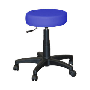 Taburete Médico Regulable en Altura con Asiento Acolchado de Piel Sintética Ø 36 cm | Altura 46-60 cm, Base de Plástico con 5 Ruedas de Ø 50 mm y Carga Máxima 150 kg | GIMA Ref. GM45210