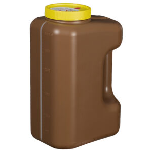 Tanque de orina de 24 horas GIMA 3000 ml con sistema de aspiración para tubos de vacío y asa ergonómica – Caja de 30 unidades
