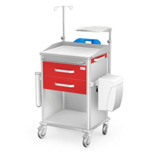 Medical cart VITAL series – reanimation verison (RVIT) type: RVIT-2W0 RVIT-2W0R-B(KO)S(KO)F(KO)P(KO)-0000-K13-W