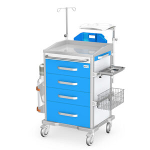 Medical cart VITAL series – reanimation verison (RVIT) type: RVIT-40 RVIT-40R-B(ABS3)S(ST)F(ST)P(ABS3)-5012-K12.3-W