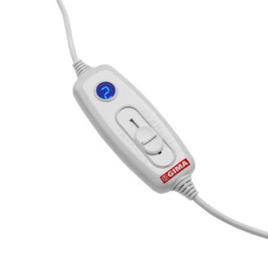 Termoforo eléctrico con funda GIMA – Almohadilla calefactora gris/celeste, 6 niveles de temperatura con indicador, 63x42 cm, 100 W (Ref. 28671)