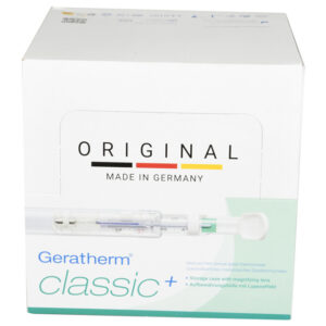 Termómetro Clínico de Vidrio sin Mercurio Geratherm Classic+ (GIMA 25533) | Galinstan, Expositor de 24 uds. – Inglés y Europa del Este