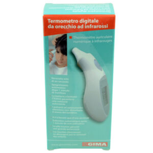 Termómetro de Oído de Bolsillo GIMA con Pantalla LCD (Ref. 25579) – Diseño Compacto Sin Fundas, Lectura Rápida y Pila de Litio CR2032