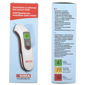 Termómetro infrarrojo sin contacto AEON A200 GIMA – Temperatura corporal y de superficies en 1 segundo (Ref. 25590, EAN 8023279255904)