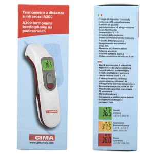 Termómetro infrarrojo sin contacto AEON A200 GIMA – Temperatura corporal y de superficies en 1 segundo (Ref. 25590, EAN 8023279255904)