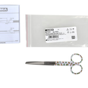 Tijeras de enfermería rectas de acero inoxidable con clip para cinturón – Punta roma/afilada – 14 cm (GIMA)