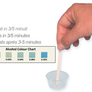 Tiras reactivas de alcohol en saliva GIMA – Test salival de alcoholemia (BAC) con tabla de colores | Caja de 25 | Ref. 24502, uso profesional IVD