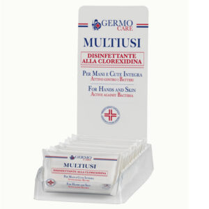 Toallitas desinfectantes antisépticas con clorhexidina GIMA – Flow pack 20 unidades, display de 16 (Ref. GM36631)