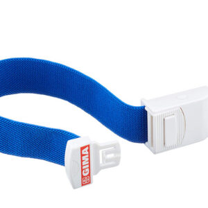 Torniquete hemostático FAST GIMA – Autoajustable con liberación rápida, 40,5 x 3 cm | Libre de látex azul claro, rojo y verde (Refs. 25726, 25727, 25728)