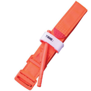 Torniquete hemostático militar GIMA – 95 x 4 cm, aplicación con una mano, desechable | Naranja (Ref. 25526) y Negro (Ref. 25527)