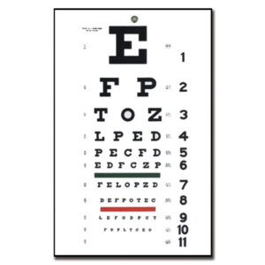 TRADITIONAL SNELLEN OPTOMETRIC CHART - 6 m - 28x56 cm