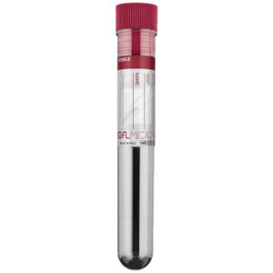 Tubo de ensayo 10 ml cilíndrico 16x100 mm de poliestireno estéril con tapón rojo – GIMA (Ref. 37924) – Caja de 1600 uds