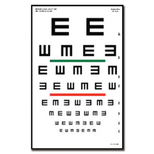 TUMBLING "E" OPTOMETRIC CHART - 6 m - 23x35.5 cm