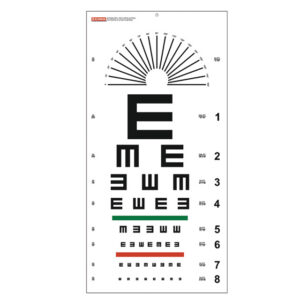 TUMBLING "E" OPTOMETRIC CHART - 6 m - 28x56 cm