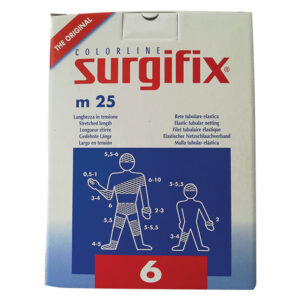 Venda de Red Tubular Elástica Surgifix® para Cabeza, Hombro, Pelvis y Pierna – Calibres 6 (Poly) y F (Zerolatex, sin látex) | GIMA · 25 m