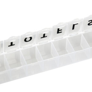 WEEKLY PILL BOX - white - blister - Swedish/Norvegian/Danish