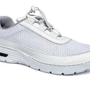 Zapatillas sanitarias profesionales GIMA HF100/HF200 en color blanco — calzado de seguridad en microfibra transpirable, suela EVA LEVIREX® antistática, EPI categoría II (EN ISO 20347:2012)