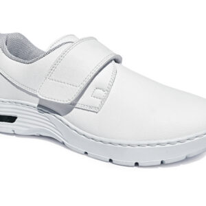 Zapatillas sanitarias profesionales GIMA HF100/HF200 en color blanco — calzado de seguridad en microfibra transpirable, suela EVA LEVIREX® antistática, EPI categoría II (EN ISO 20347:2012)